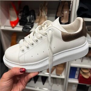 White and Rose Gold Mcqueen Women's Sneakers. Worn once. Box included